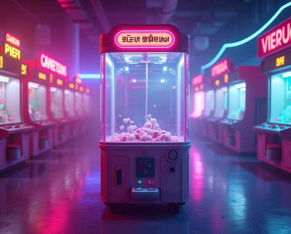 Player winning prize in claw machine